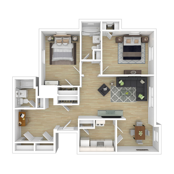 Admiral 2 Bedroom B Floor Plan Image