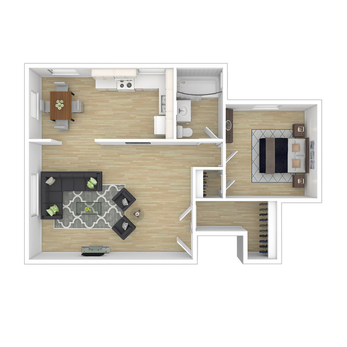 Marleigh 1 Bedroom B Floor Plan Image