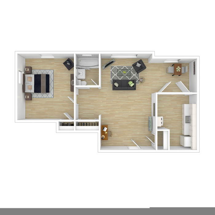 Admiral 1 Bedroom B Floor Plan Image