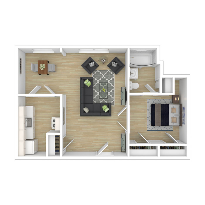 Admiral 1 Bedroom A Floor Plan Image